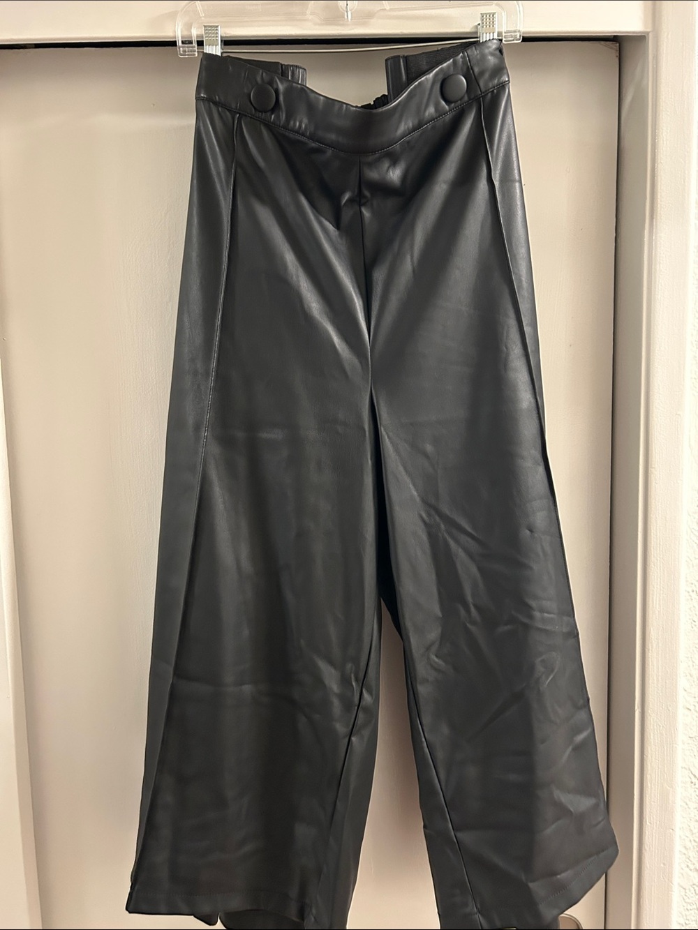 Lane Bryant Black Faux Leather Wide-Leg Pants